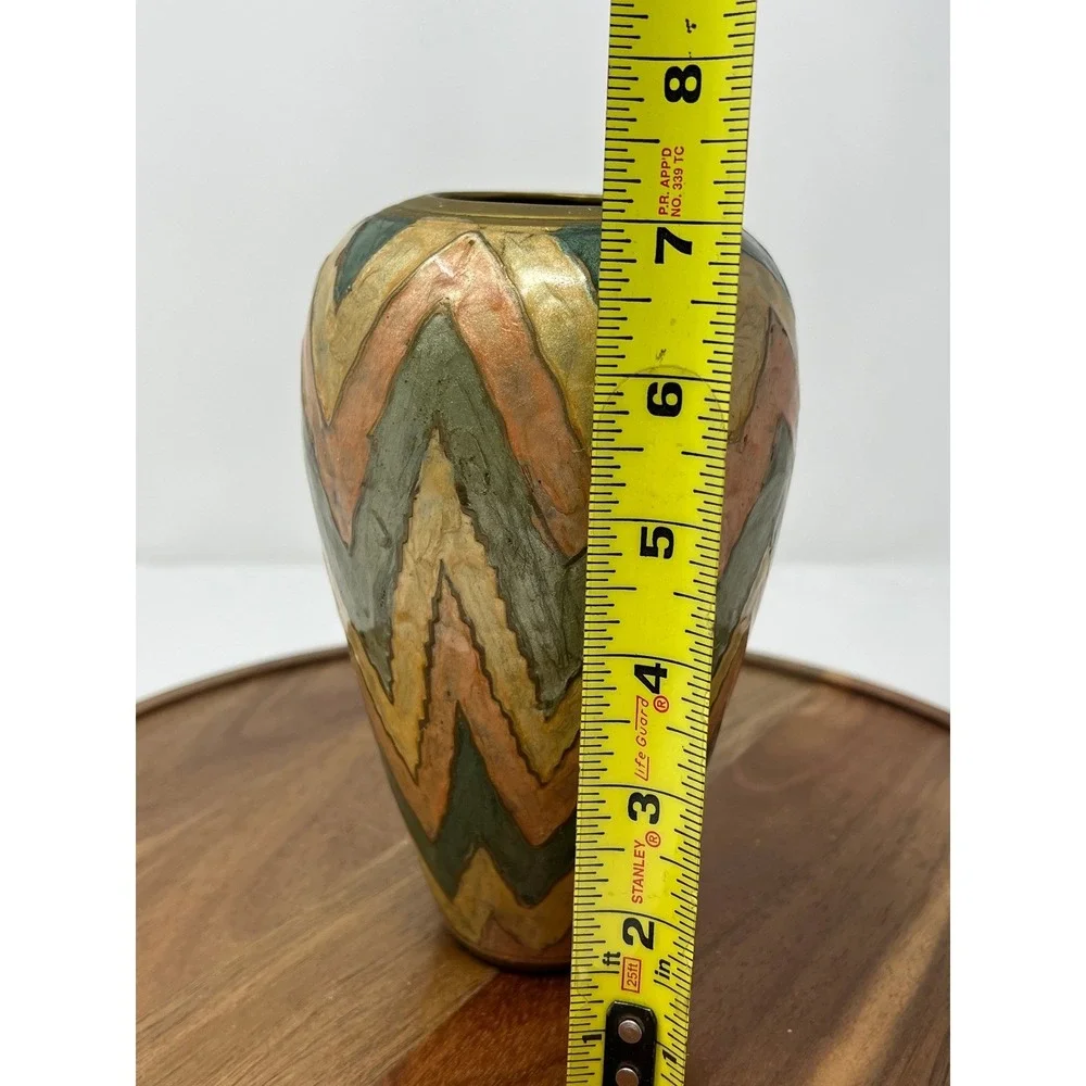 Vintage‎ Zig Zag Chevron Patterned Ceramic Vase Decorative Home Decor Accent